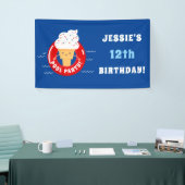 Rotes weißes blaues Eiscreme-Pool-Party scherzt Banner (Messeveranstaltung)