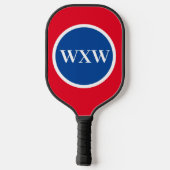 Rotes weißes blaues Monogramm Pickleball-Paddel Pickleball Schläger (Rückseite)
