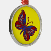 Rotes weißes blaues Schmetterlingsgelbes Runddekor Ornament Aus Metall (Rechts)