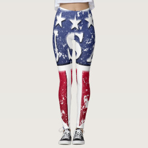Rotes, weißes, blaues USA Schild mit Sternen Leggings