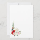 Rotes weißes Blumendinner und Getränke zum 75. Geb Einladung (Rückseite)