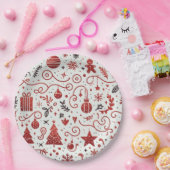 Rotes weißes Dekorationspapier Pappteller (Party)