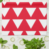 Rotes, weißes Dreieck Muster Modernes Kunstwerk Geschirrtuch (Gefaltet)