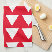 Rotes, weißes Dreieck Muster Modernes Kunstwerk Geschirrtuch (Viertel Falte)