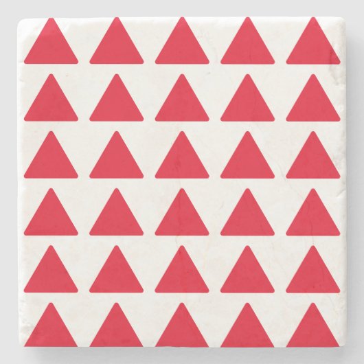 Rotes, weißes Dreieck Muster Modernes Kunstwerk Steinuntersetzer (Vorderseite)