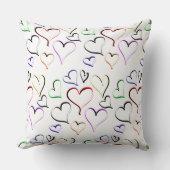 Rotes, weißes, farbiges Regenbogenherz Kissen (Vorderseite)