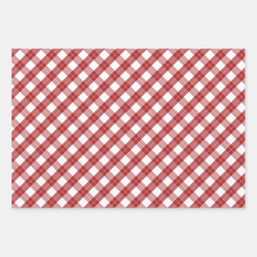 Rotes Weißes, gemischtes, rustikales Muster, Karie Geschenkpapier Set (Vorderseite)