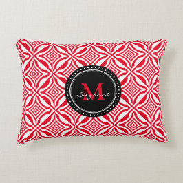 Rotes weißes geometrisches aufgehobenes Muster Zierkissen