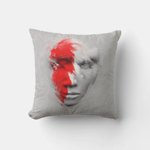 Rotes weißes Gesicht Kissen