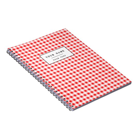 Rotes weißes Gingham-Muster Notizblock (Rechte Seite)