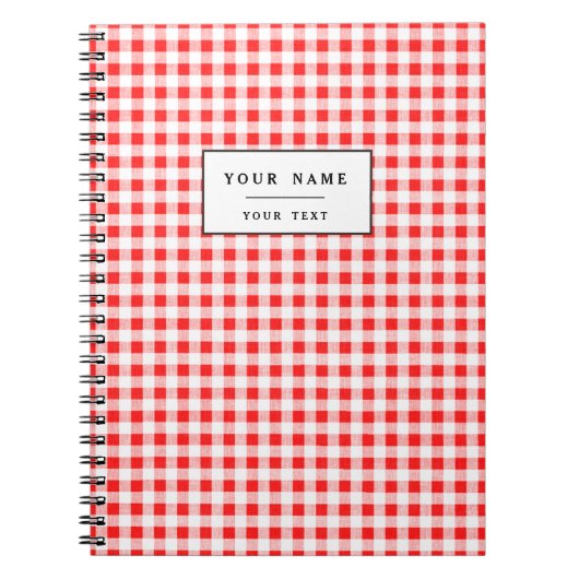 Rotes weißes Gingham-Muster Notizblock (Vorderseite)