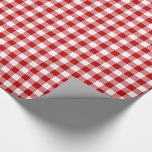 Rotes weißes Gingham-Musterpapier Geschenkpapier (Ecke)