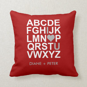 Rotes weißes graues Herz-Liebe-Kissen Kissen