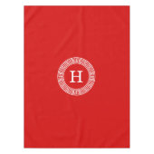 Rotes weißes griechisches Schlüsselband erste Mono Tischdecke (Vorderseite)