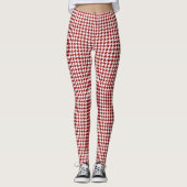 Rotes Weißes Hahnentrittmuster Leggings (Vorderseite)