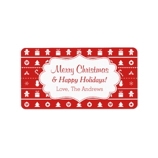 Rotes weißes hässliches adressaufkleber (Vorne)