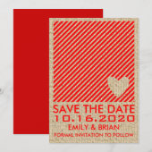 Rotes, weißes Herz gestreift Einbruch speichern Si Save The Date (Vorne/Hinten)