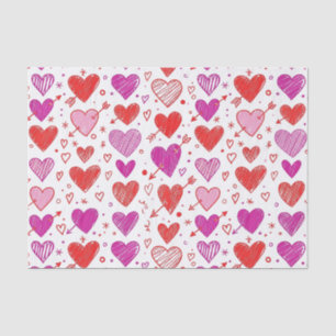 Rotes weißes Herz mit Cupid-Pfeil-Akzente Seidenpapier