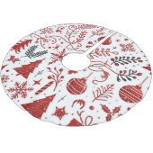 Rotes weißes Holiday Tree Skirt Polyester Weihnachtsbaumdecke (Schrägansicht)