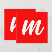Rotes Weißes Kalligrafie-Monogramm Anfangsbuchstab (Vorne/Hinten)