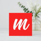 Rotes Weißes Kalligrafie-Monogramm Anfangsbuchstab (Stehend Vorderseite)