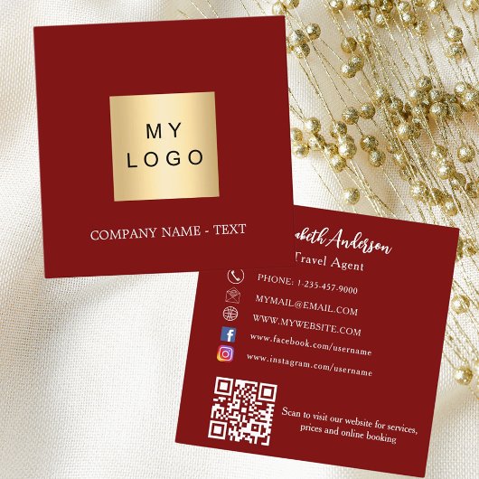 Rotes weißes Logo QR-Code für soziale Medien Quadratische Visitenkarte