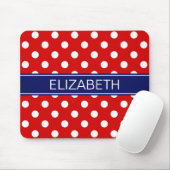 Rotes weißes Marine-Namen-Monogramm der Tupfen-#2 Mousepad (Mit Mouse)