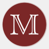 Rotes weißes Monogramm Runder Aufkleber (Vorderseite)