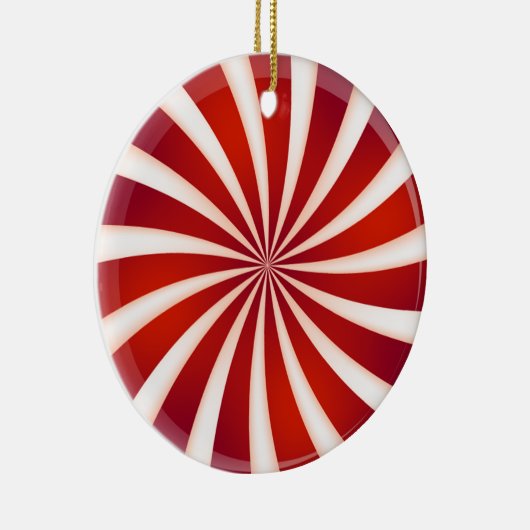 Rotes weißes Peppermint Swirl Design Ornament (Rechts)