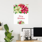 Rotes Weißes Poinsettia Weihnachten Poster (Heimbüro)