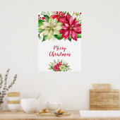 Rotes Weißes Poinsettia Weihnachten Poster (Küche)