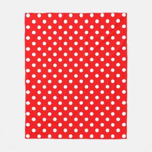 Rotes Weißes Punkte-Design Fleecedecke (Vorderseite)