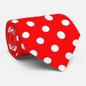 Rotes Weißes Punkte-Design Krawatte (Gerollt)