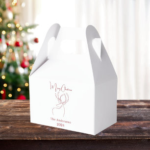 Rotes weißes Rentier Doodle modernes Weihnachten Geschenkschachtel