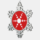 Rotes weißes Schneeflocken Schneeflocken Schneeflocken Zinn-Ornament (Rechts)