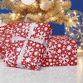 Rotes weißes Schneeflockenmuster Geschenkpapier