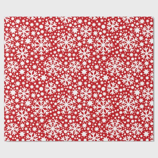 Rotes weißes Schneeflockenmuster Geschenkpapier (Flach)