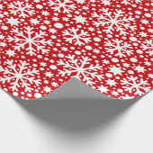 Rotes weißes Schneeflockenmuster Geschenkpapier (Ecke)