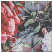 Rotes weißes schwarzes mit Blumengewebe der Stoff (Muster)