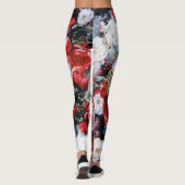 Rotes weißes schwarzes mit Blumenyoga der Leggings (Rückseite)