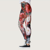 Rotes weißes schwarzes mit Blumenyoga der Leggings (Links)