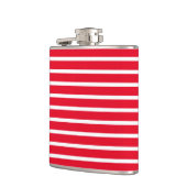 Rotes weißes Streifen-Muster Flachmann (Links)