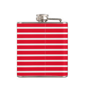 Rotes weißes Streifen-Muster Flachmann (Rückseite)