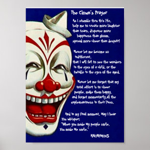 ROTES, WEISSES u. BLAUES CLOWN-PLAKAT mit dem Poster