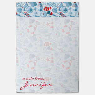 Rotes weißes u. blaues nautischmuster   addieren post-it klebezettel