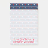 Rotes weißes u. blaues Seemuster | addieren Ihren Post-it Klebezettel (Vorderseite)