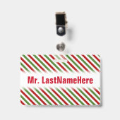 Rotes, weißes u. grünes gestreiftes Muster + Ausweis (Vorderseite mit Clip)