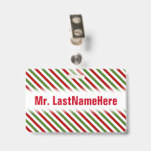 Rotes, weißes u. grünes gestreiftes Muster + Ausweis (Rückseite mit Clip)