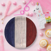 Rotes, weißes und blau gestreiftes Holz Pappteller (Party)