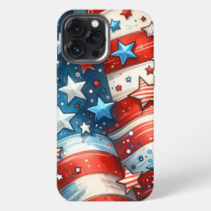 Rotes, weißes und blaues abstraktes US-Flaggen-Pat iPhone 13 Pro Max Hülle